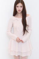ILLIGO Off-shoulder Cancan Dress Pink