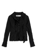 OPEN YY  SLIT CRINKLED JACKET, BLACK