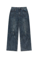 Matin Kim   | CURVED SEAM STRAIGHT DENIM PANTS IN BLUE