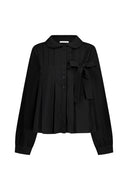 ILLIGO Ribbon pleated blouse black