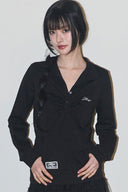 ILLIGO Open collar long sleeve black