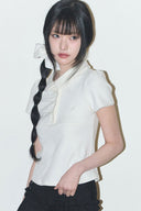 ILLIGO Dot Pintuck Collared Tee Ivory