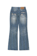 Matin Kim SLUB DAMAGE BOOTCUT DENIM PANTS IN BLUE