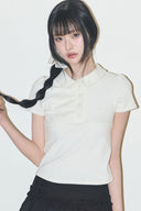 ILLIGO Dot Pintuck Collared Tee Ivory
