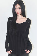 ILLIGO Flare shirring long sleeve black