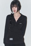 ILLIGO Open collar long sleeve black