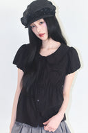 ILLIGO Forming Ribbon Puff Blouse Black