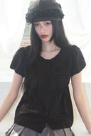 ILLIGO Forming Ribbon Puff Blouse Black