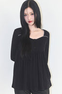 ILLIGO Flare shirring long sleeve black