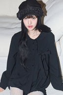 ILLIGO Ribbon pleated blouse black