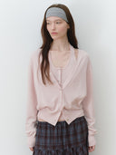 rolarola  | V NECK CARDIGAN SET PINK