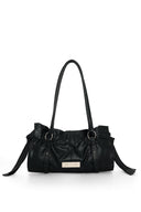 Matin Kim SHIRRING TIE BUCKLE SHOULDER BAG IN BLACK