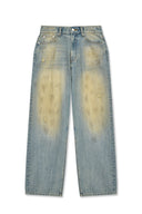 Matin Kim   |    VINTAGE DIRTY WASHED DENIM PANTS IN LIGHT BLUE