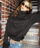 Bitter Cells High Neck Half Trench Jacket-Black