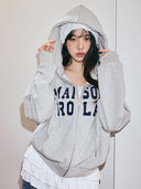 rolarola  |   Wonyoung Style   MAISON DE ROLA EMBROIDERY HOOD ZIP-UP GRAY
