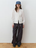 rolarola  | LOOSE FIT FRILL BLOUSE WHITE