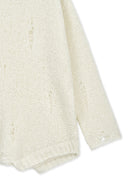 Matin Kim ASYMMETRIC DAMAGED KNIT PULLOVER IN IVORY