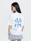 MLB    Vintage denim-like monogram Big Luxe oversized short-sleeve T-shirt New York Yankees