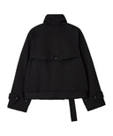 Bitter Cells High Neck Half Trench Jacket-Black