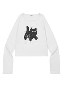 [MUCENT X CAT SAVE THE WORLD] SIGNATURE LOGO LONG SLEEVE T (2 COLORS) [MUSCENT x Cat Save the World] Signature Logo Long Sleeve T-Shirt (2 Colors)