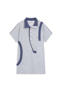OPEN YY  CURVED BUTTON PANEL TEE, GRAY