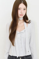 ILLIGO Pintuck flare blouse gray