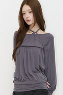 ILLIGO Sheer Strap Long Sleeve Charcoal