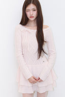 ILLIGO Off-shoulder Cancan Dress Pink