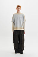 Matin Kim   |    DUST WASHED LOGO LAYERED TOP IN GREY