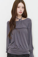 ILLIGO Sheer Strap Long Sleeve Charcoal