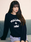 rolarola  | Wonyoung Style  MAISON DE ROLA PATCHWORK KNIT NAVY