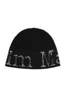 Matin Kim CRACKED LOGO LIGHT BUCKET BEANIE IN BLACK