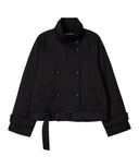 Bitter Cells High Neck Half Trench Jacket-Black