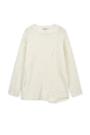 Matin Kim ASYMMETRIC DAMAGED KNIT PULLOVER IN IVORY