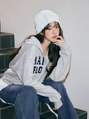 rolarola  |   Wonyoung Style   MAISON DE ROLA EMBROIDERY HOOD ZIP-UP GRAY