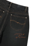 Wacky Willy [26SS] Women's Denim Bermuda Pants Black