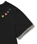 Wacky Willy Women's Layered Button Short Sleeve T-Shirt Charcoal