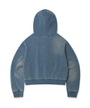 Wacky Willy [Woni Wears] Women's Denim Washed Embroidered Hoodie Zip-Up Blue