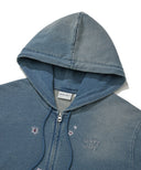 Wacky Willy [Woni Wears] Women's Denim Washed Embroidered Hoodie Zip-Up Blue