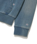 Wacky Willy [Woni Wears] Women's Denim Washed Embroidered Hoodie Zip-Up Blue