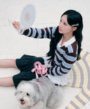 Wacky Willy [Worn by One] Women's Cable Open Collar Pullover Blue