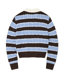 Wacky Willy [Worn by One] Women's Cable Open Collar Pullover Blue