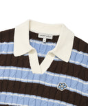 Wacky Willy [Worn by One] Women's Cable Open Collar Pullover Blue