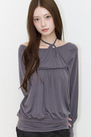 ILLIGO Sheer Strap Long Sleeve Charcoal