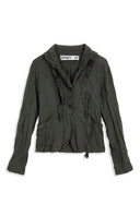 OPEN YY  SLIT CRINKLED JACKET, KHAKI