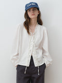 rolarola  | LOOSE FIT FRILL BLOUSE WHITE