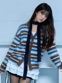 rolarola  |  Wonyoung Style    FLUFFY LOOSE FIT CARDIGAN BROWN