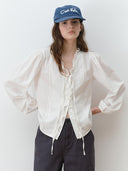 rolarola  | LOOSE FIT FRILL BLOUSE WHITE