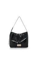 Matin Kim MATIN EYELET POINT LAYERED BIG SHOULDER BAG IN BLACK
