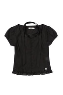 ILLIGO Ribbon Tie Square Neck Blouse Black